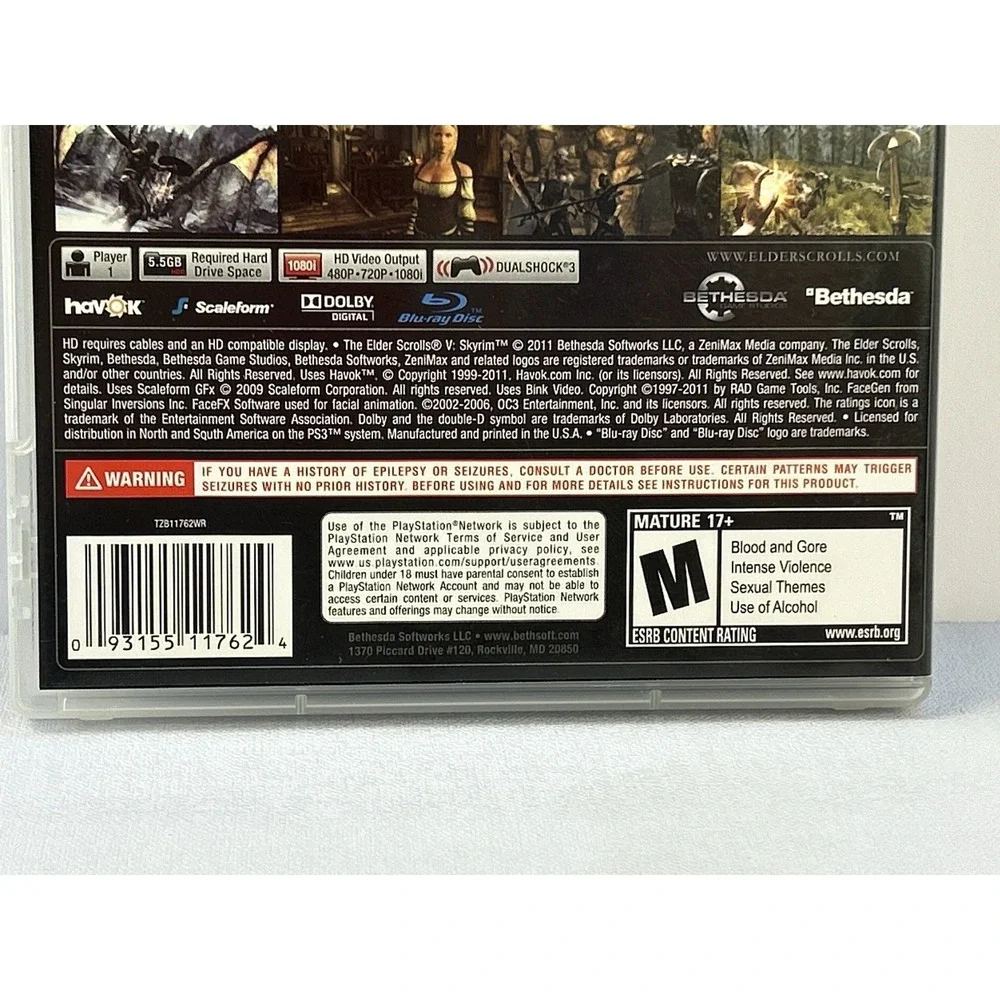 Skyrim PS3 Complete CIB Map Manual The Elder Scrolls V PlayStation 3 Game 2011